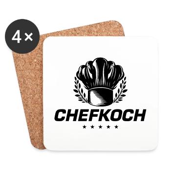 Kochmütze Chefkoch - Untersetzer (4er-Set) - Weiß - Vorne