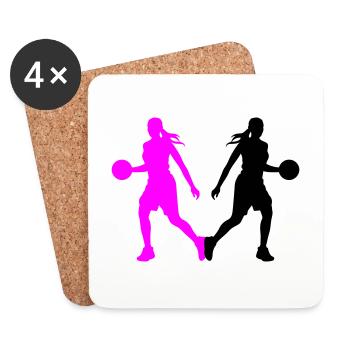 Basketballerin Silhouette Basketball Spielerin Fra - Untersetzer (4er-Set) - Weiß - Vorne