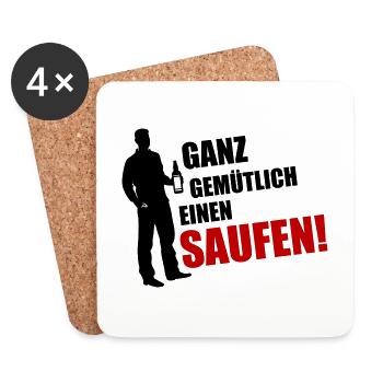 Gemütlich Saufen Feierabend - Untersetzer (4er-Set) - Weiß - Vorne