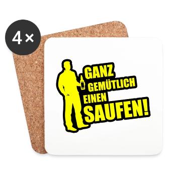 Gemütlich Saufen Feierabend - Untersetzer (4er-Set) - Weiß - Vorne