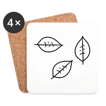 Icône Feuille Trois Feuilles Forme Nature - Dessous de verre (lot de 4) - blanc - Devant