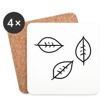 Feuille Trois Feuilles Symbole Forme Nature - Dessous de verre (lot de 4) - blanc - Devant