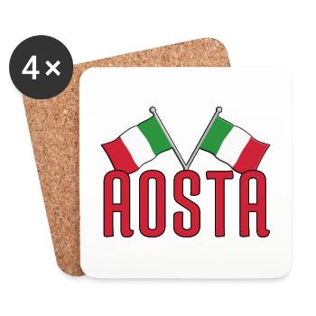 AOSTA Italy Flags - Coasters (set of 4) - white - Front