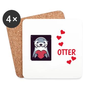 Otter half liebe geschenk - Untersetzer (4er-Set) - Weiß - Vorne