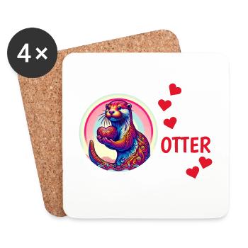 Otter half liebe geschenk - Untersetzer (4er-Set) - Weiß - Vorne