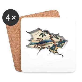 Japanische Kunst - Untersetzer (4er-Set) - Weiß - Vorne