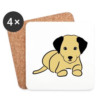 Cute dog, pochen - Coasters (set of 4) - white - Front