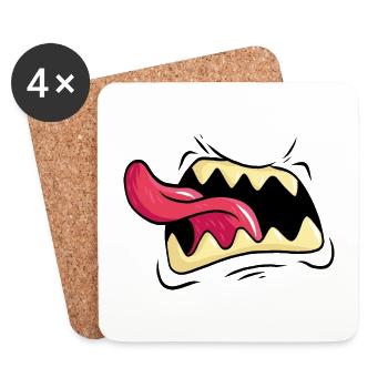 Schrei Monster Mund Zähne Zunge - Untersetzer (4er-Set) - Weiß - Vorne