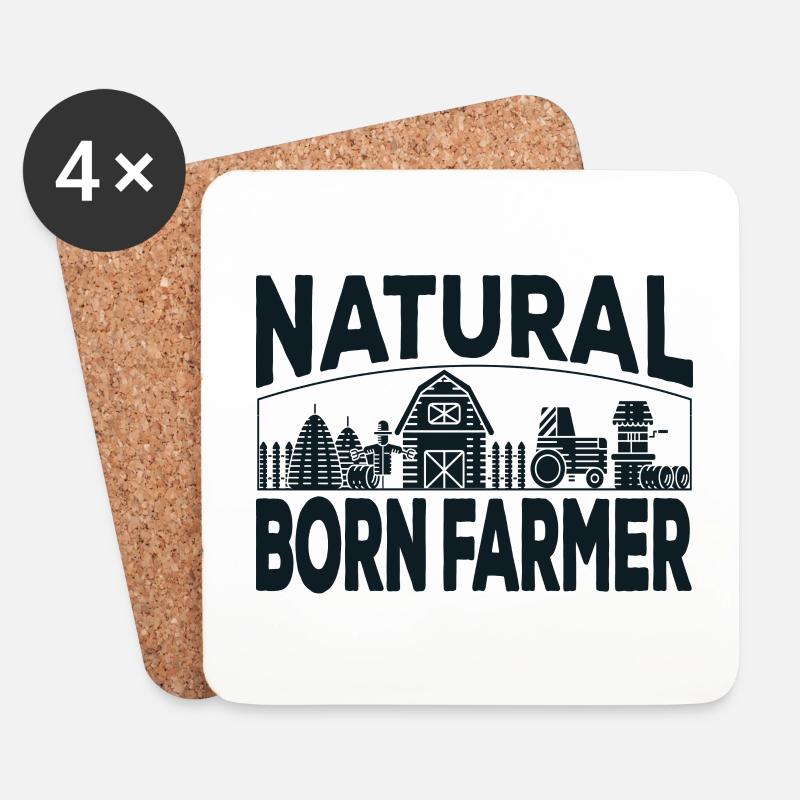 Bauer Landwirtschaft Natural born farmer - Untersetzer (4er-Set) - Weiß