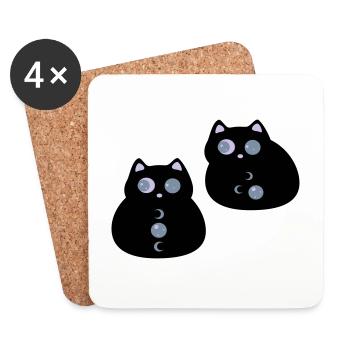 Katzen mit Mondaugen - Untersetzer (4er-Set) - Weiß - Vorne