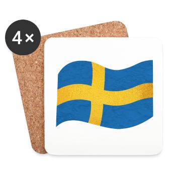 Le drapeau de la Suède Sverige - Dessous de verre (lot de 4) - blanc - Devant