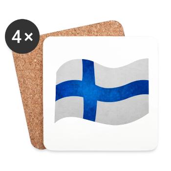 Carte/Drapeau de la Finlande - Dessous de verre (lot de 4) - blanc - Devant
