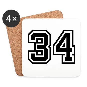 Symbole numérique 34 - Dessous de verre (lot de 4) - blanc - Devant