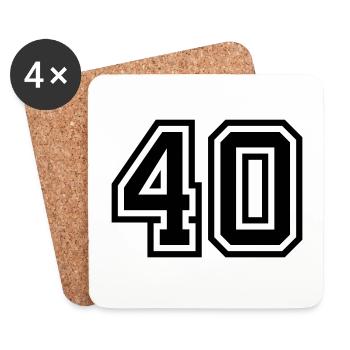 Symbole de 40 chiffres - Dessous de verre (lot de 4) - blanc - Devant