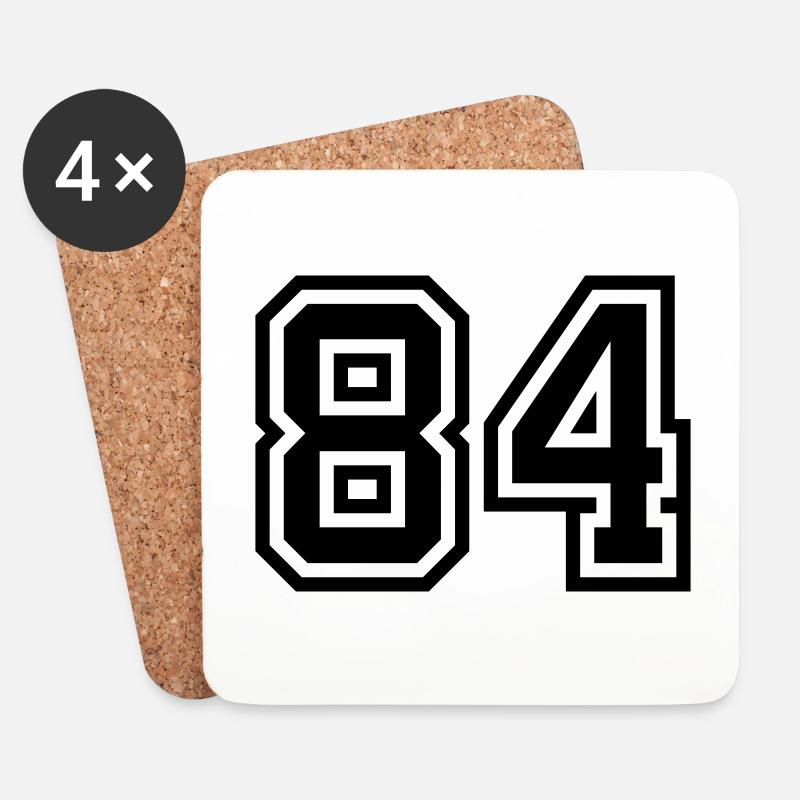 84 Zahl Symbol - Untersetzer (4er-Set) - Weiß