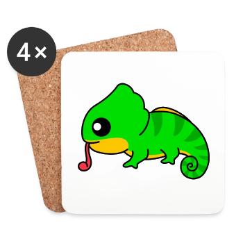Chameleon Comic Animal - Coasters (set of 4) - white - Front