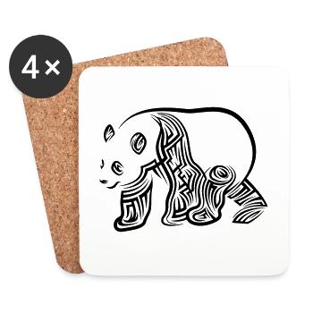 Panda Tribal Tattoo - Coasters (set of 4) - white - Front