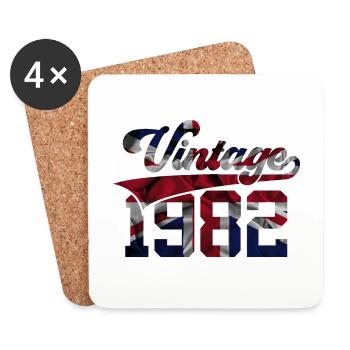 VINTAGE 1982 UK 44TH BIRTHDAY - Coasters (set of 4) - white - Front