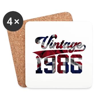 VINTAGE 1986 UK 40TH BIRTHDAY - Coasters (set of 4) - white - Front