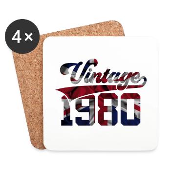 46E ANNIVERSAIRE VINTAGE AU ROYAUME-UNI DES ANNÉES 1980 - Dessous de verre (lot de 4) - blanc - Devant
