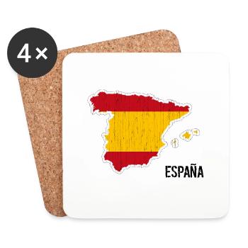 Spain, flag, outline, souvenir - Coasters (set of 4) - white - Front