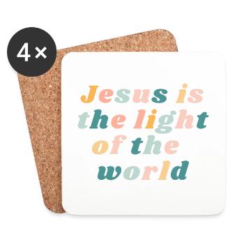 Jesus ist das Licht der Welt Bunter Christ - Untersetzer (4er-Set) - Weiß - Vorne