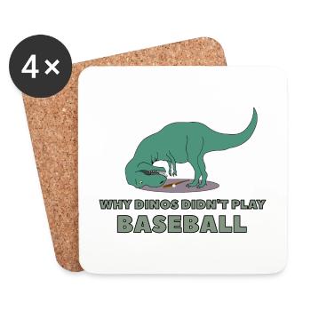 dino spielt kein baseball - Untersetzer (4er-Set) - Weiß - Vorne