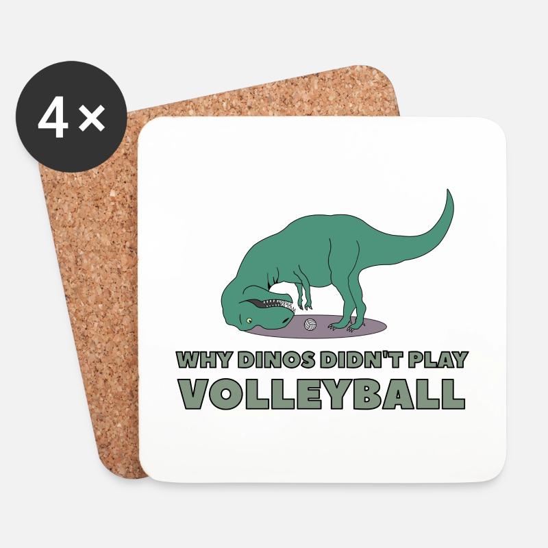 dino spielt kein volleyball - Untersetzer (4er-Set) - Weiß