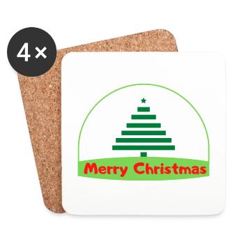 Merry Cristmas - Dessous de verre (lot de 4) - blanc - Devant