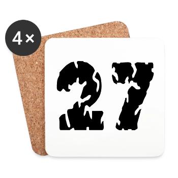 27 Maillot numéro - Dessous de verre (lot de 4) - blanc - Devant