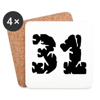 31 Maillot numéro - Dessous de verre (lot de 4) - blanc - Devant
