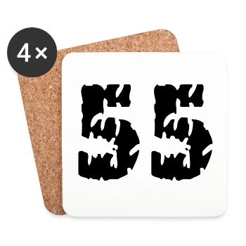 55 Zahl Trikot - Untersetzer (4er-Set) - Weiß - Vorne