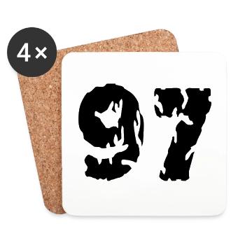 97 Numéro maillot - Dessous de verre (lot de 4) - blanc - Devant