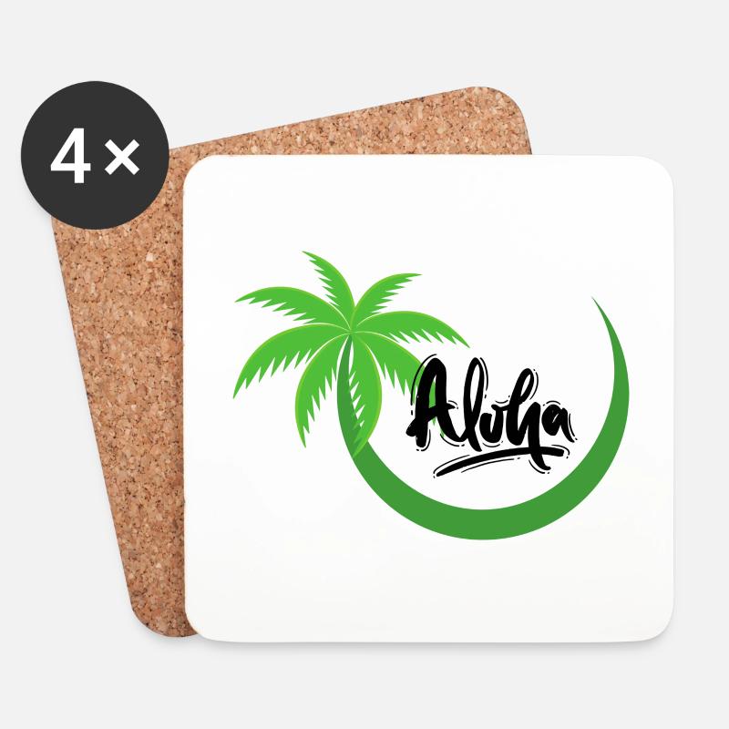Aloha Palme - Untersetzer (4er-Set) - Weiß