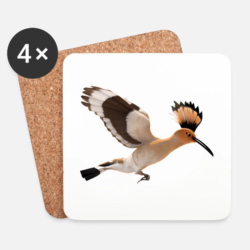 Wiedehopf Vogel Illustration - Untersetzer (4er-Set) - Weiß