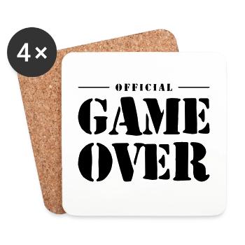 Game Over Spruch - Untersetzer (4er-Set) - Weiß - Vorne