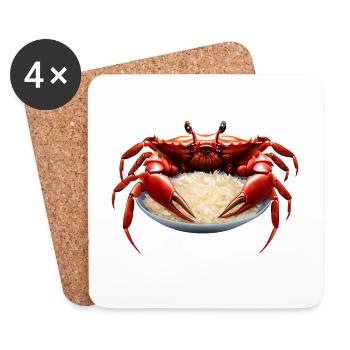 Rote Krabbe mit Reis - Untersetzer (4er-Set) - Weiß - Vorne