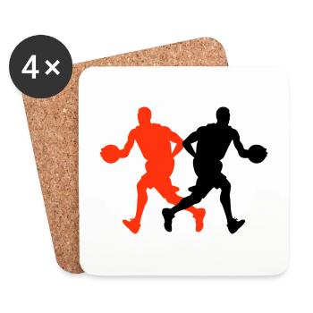 Joueur De Basket-ball Silhouette Joueur De Basket-ball Homme - Dessous de verre (lot de 4) - blanc - Devant