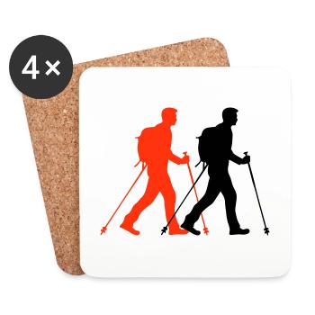 Nordic Walking Man Silhouette - Coasters (set of 4) - white - Front