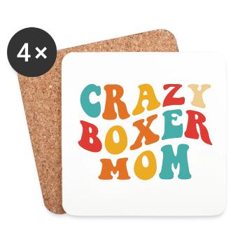 Crazy Boxer Mom - Cadeau pour maman - Dessous de verre (lot de 4) - blanc - Devant