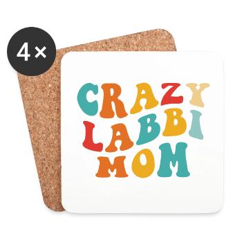 Crazy Labbi Mom - Geschenk für Frauchen - Untersetzer (4er-Set) - Weiß - Vorne