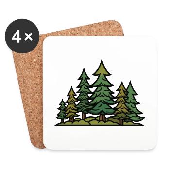 Wald Landschaft Bäume Natur - Untersetzer (4er-Set) - Weiß - Vorne