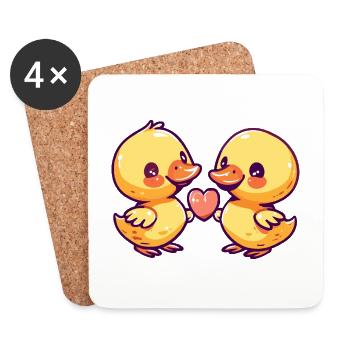 Duck Couple In Love Animal Valentine's Day - Coasters (set of 4) - white - Front