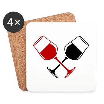 Weinglas Rotwein Symbol - Untersetzer (4er-Set) - Weiß - Vorne