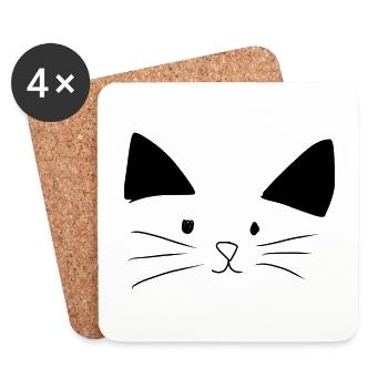 Katze Tier Haustier - Untersetzer (4er-Set) - Weiß - Vorne