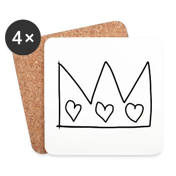Crown Symbol King Hearts - Coasters (set of 4) - white - Front