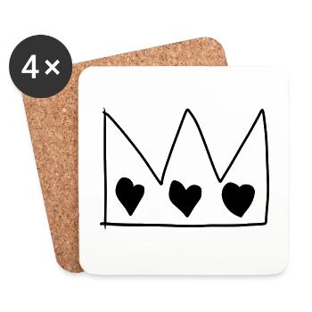 Symbole de la couronne Roi Coeurs Coeur - Dessous de verre (lot de 4) - blanc - Devant