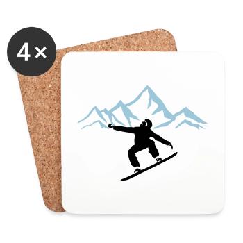 Snowboarder und Berge - Untersetzer (4er-Set) - Weiß - Vorne