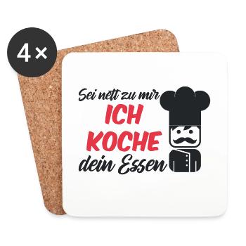 Koch sei nett zu mir Restaurant Küchenchef Grillen - Untersetzer (4er-Set) - Weiß - Vorne