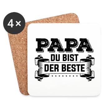 Papa du bist der Beste Vater Dad Daddy - Untersetzer (4er-Set) - Weiß - Vorne